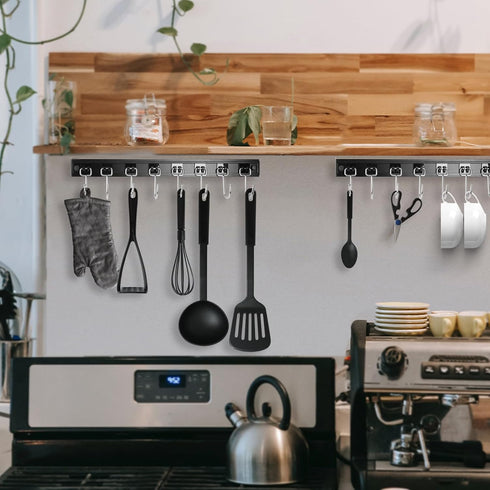 2PCS Utensil Racks with 8 Hooks 17 Inch Kitchen Utensil Holders Hanging Utensil Rack Multifunctional (17 inch)...