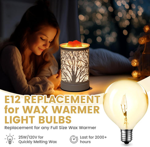 Scentsy Light Bulbs for Warmer, 25 Watt Wax Warmer Bulbs with Dimmable, Fast Melting Wax, E12 Base G50/G16.5 Globe Bulbs for Full Size Wax Warmer ...