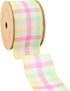 LaRibbons Wired Ribbon White Pastel Plaid Green Yellow Pink Spring DIY Decorative Wrapping Ribbon for Bows for Birthday Wedding Bridal Party Easte...
