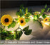 Fielegen 20 LED Artificial Sunflower Garland String Lights, 6.56ft Silk Sunflower Vines with 9 Flower Heads Battery Powered Fairy String Lights fo...