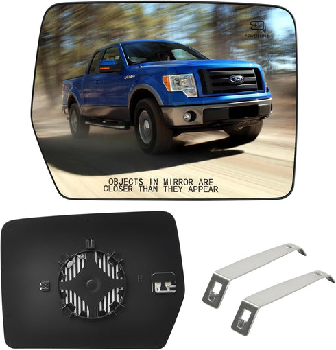 TOP-MAX F150 Passenger Right Side Mirror Glass Replacement Compatible with 2004-2014 Ford F150, with Holder Convex Heated Mirror for 4L3Z17K707DA ...