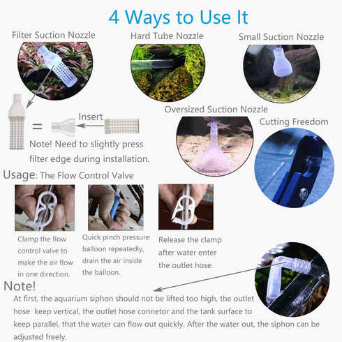 Aquarium Siphon and Gravel Cleaner kit Fit for Small Tank...