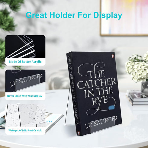 Acrylic Book Stand with Ledge,6PC 4 Inch Clear Acrylic Display Easel Transparent Display Stand Holder Tablet Holder for Displaying Books,Magazine,...