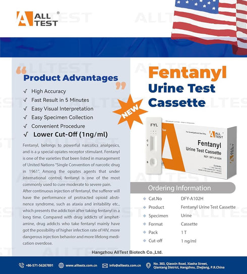 Fentanyl Urine Test Cassette - at Home Test with Lab Analysis, OTC Cleared, CLIA Waved, 510k Cleared...