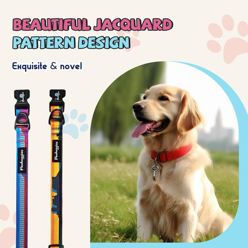 Jacquard Dog Collar, Adjustable Pet Dog Collar for Medium Dogs with Quick Release Buckle, Durable Breathable &Fade Resistant Dog Collar for Medium...