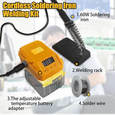 Cordless Soldering Iron Welding Kit,Soldering Iron Station for Dewalt 20V Battery,LED Display 180-480? Adjustable Soldering gun with 25g Solder fo...