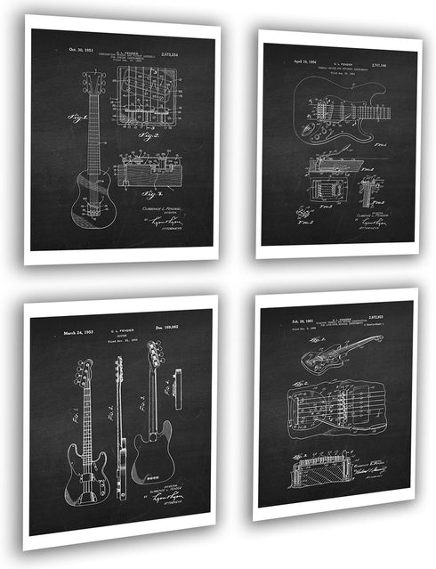 Gnosis Picture Archive Guitar Wall Decor Posters Set of 4 Unframed Art Prints...