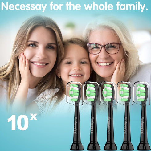 Toothbrush Replacement Heads for Philips Sonicare DiamondClean ProtectiveClean 4100 5100 6100 C2 G2 Electric Toothbrush Brush Heads Black, 10 Pack...