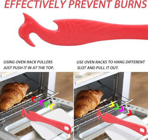 Oven Rack Push Pull Tool 2-Pack oven rack puller push pull stick tool(11 Inch), oven rack pullers with longer handle suitable for oven, toaster ov...