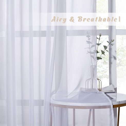 NICETOWN Sheer Curtains for Patio Door, Grommet Voile Texture Soft Lightweight Window Curtains and Drapes Elegant for Bedroom/Living Room/Sliding ...