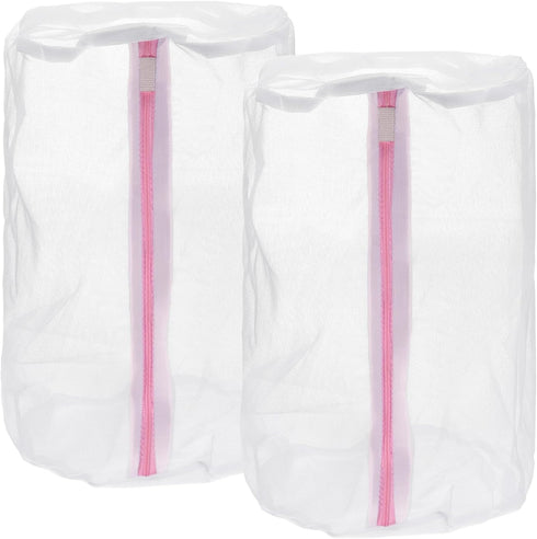 uxcell 2Pcs Shoes Washing Bag, 8.7 x 13 Inch Cylinder Fine Mesh Laundry Bags for Washing Machine Wash Sneakers, Slippers, Delicate, Underwear, Whi...