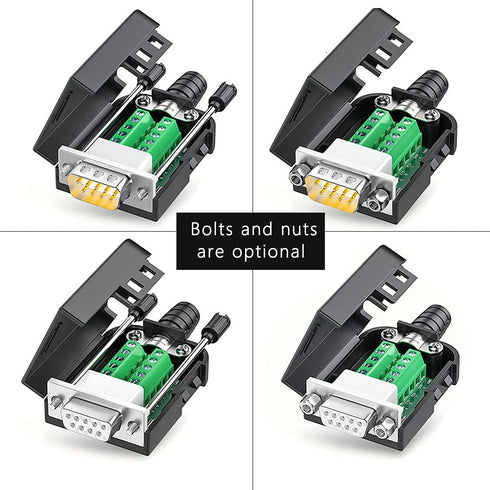 2Packs DB9 Serial Adapters No Soldering Needed. D-SUB 9-pin RS232 RS485 Adapter to Terminal Connector Signal Module with Bolts Nuts and Screwdrive...