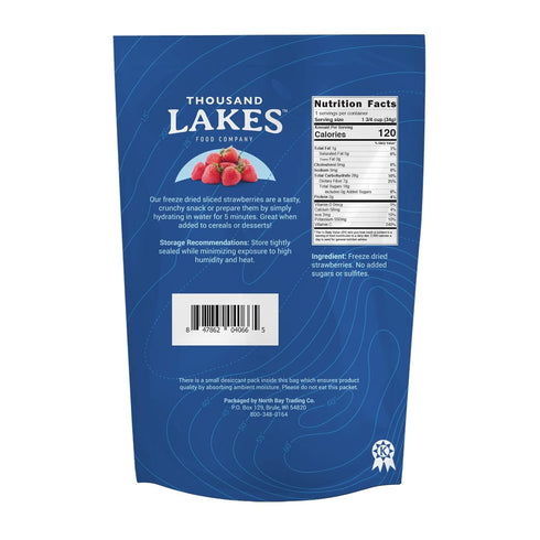Thousand Lakes Freeze Dried Fruit - Strawberries 1.2 ounces | No Sugar Added | 100% Sliced Strawberries...