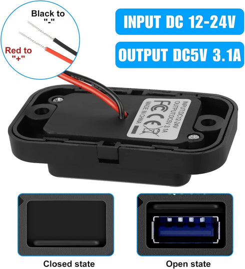 Linkstyle 2PCS RV USB Outlets - Dual USB Ports (USB-A and USB-C) with Blue LED Indicator, Surface Mount 12V USB Outlets for RVs, Marine, Motorcycl...
