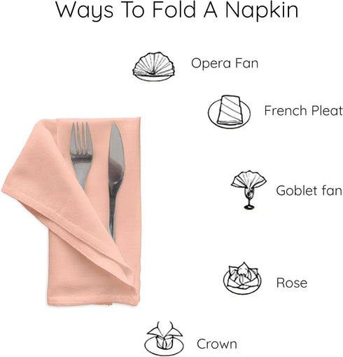Encasa Cotton Cloth Napkins | Set of 12 | Size 17"x17" | Peach Solid Color | Machine Washable...