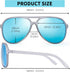 JIM HALO Polarized Aviator Sunglasses Men Women Oversize Plastic Driving Glasses (Matte Transparent Frame/Polarized Blue Lens)...