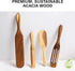 As Seen on TV, Mad Hungry Spurtle 4pc Set, Acacia Premium Wood Finish, Cooking Utensils For Non Stick Cookware, Baking, Whisking, Smashing, Scoopi...