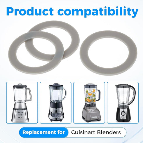 3Pcs Blender Gasket Rubber Seal O-Ring CUCB-456-3, Replacement for Cuisinart Blenders BFP703 BFP-703 BFP703B BFP-703CH SPB-7 SPB7 SPB-7BK CB8 CB9 ...