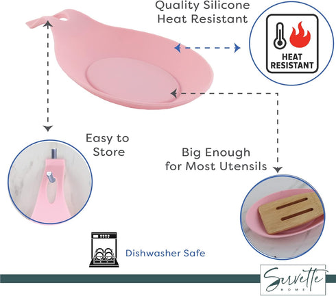 Silicone Spoon Rest for Kitchen Spoon Holder - Pink...