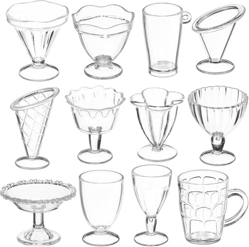 LUOZZY 60 Pcs Mini Dollhouse Cups Miniature Wine Cups Tiny Desserts Cups Dollhouse Accessories (Transparent)...