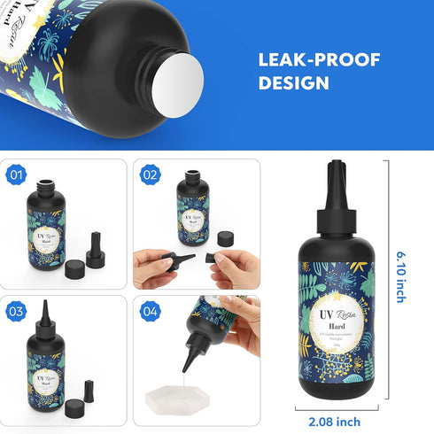 Wayin 200g UV Resin -Upgrade Ultraviolet Epoxy Resin Crystal Clear Hard Glue Solar Cure Sunlight Activated Resin for Handmade Jewelry, DIY Craft D...