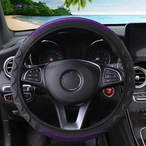 15 Inch Carbon Fiber Car Steering Wheel Cover, Breathable Anti-Slip Automotive Steering Wheel Covers, Car Interior Accessories for Men and Women, ...