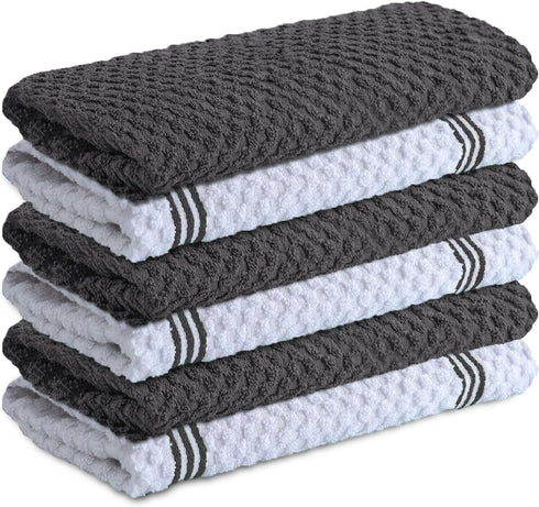 Infinitee Xclusives 100% Cotton Kitchen Towels - 15x25 Inch Ultra Soft Tea Towel, Super Absorbent Terry Dish Towels for Kitchen Linens |Grey|...