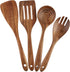 Wooden Cooking Utensils Set 4-Piece Wood Kitchen Utensil Set for Non Stick Cookware Wooden Spatula,Fork,Turner,Ladle,Strainer Spoons...