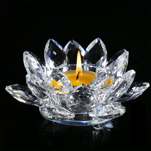GOLDEAL Clear Glass Flower Tealight Candle Holder,Votive Candle Holder,Candlestick Holder for Table Centerpiece,Dinners, Wedding, Party, Livingroo...