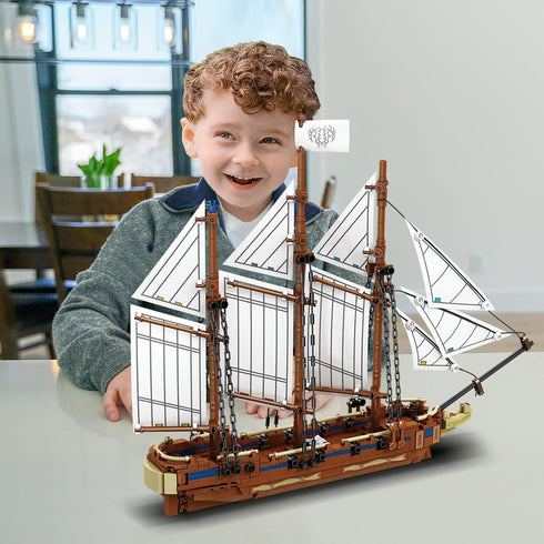 KAZI Ship Building Kit for Adults Kids,Sailing Adventure Toy Boat Building Blocks Set,Ship Model Home Decor,Fun Toy Gift for 8 9 10 11 12 Plus Yea...