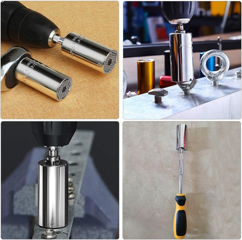 Super Universal Socket Tools Gifts for Men, Grip Socket Set Fits Standard 1/4'' - 3/4'', 7mm-19mm Universal Socket Wrench Tool Sets with Power Dri...
