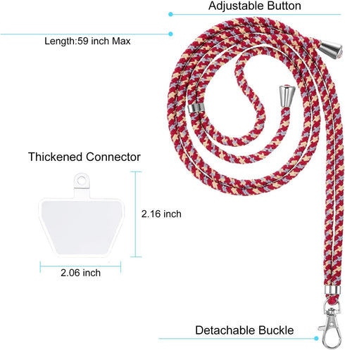 Weewooday 4 Pieces Universal Cell Phone Lanyard Around The Neck Phone Lanyard Crossbody Adjustable Nylon Phone Lanyard Patch with Neck Strap for M...