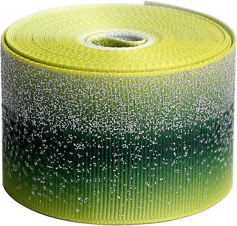 Tvoip Tie Dye Glitter Rainbow Polyester Grosgrain Tape Ribbon Grosgrain Ribbons 1-1/2"(38mm) x10 Yards for Hair Bows Wedding Gift Packing Wrap (Gr...