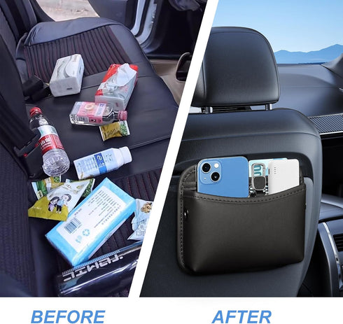 Car Side Porcket Organizer, Leather Small Car Pocket Bag, Phone Coin Sunglasses Holder for Car Seat, Door, Window, Console Universal Car Organizer...