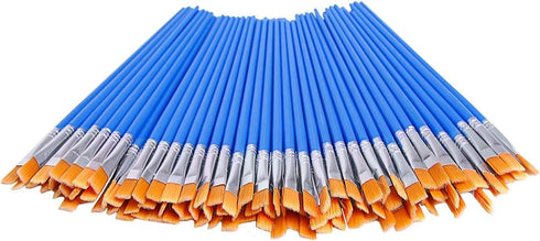 DECYOOL 100 Pcs Flat Paint Brushes,Small Brush Bulk for Detail Painting,Nylon Hair Brushes Acrylic Oil Watercolor Fine Art Painting for Kids,Child...