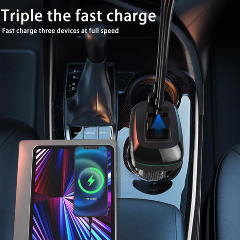 USB C PD Car Charger 60W -3 Port Type C PD 45W?USB-A 12W, Fast Charge Compatible for iPhone, MacBook, iPad Pro, Dell XPS13, Chromebook Pixels, Sam...