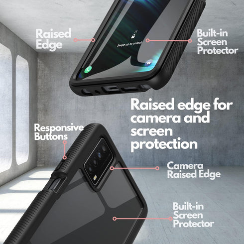 CBUS Heavy-Duty Phone Case with Built-in Screen Protector Cover for TCL Stylus 5G –– Full Body (Black)......
