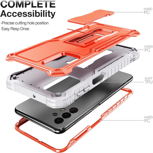 FITO for Samsung Galaxy A32 5G Case, Dual Layer Shockproof Heavy Duty Case for Samsung A32 5G Phone with Screen Protector, Built-in Kickstand (Ora...