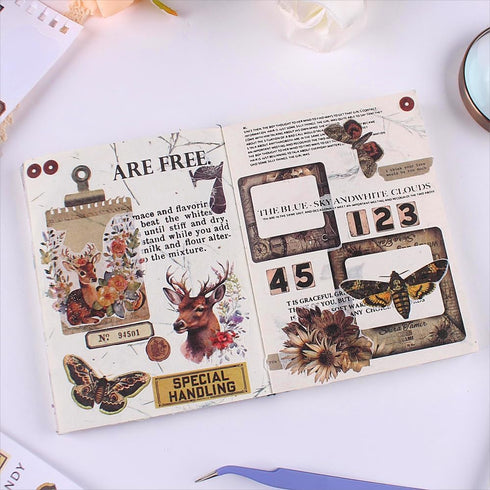 Diuhofart 900+ Mini Scrapbook Washi Stickers for Journaling, 50 Sheets Vintage Sticker Book, Ephemera for Junk Journal Supplies Bullet Journals, S...