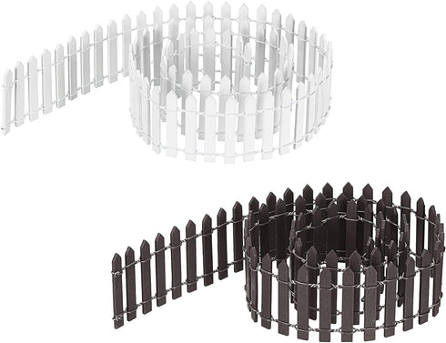 MECCANIXITY 4pcs 35 Inch Miniature Garden Fence, Mini Ornament Wood Picket Fence Decorative for Dollhouse Home DIY Crafts, Brown/White...