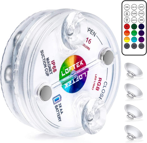 LOFTEK Submersible LED Pool Lights with Magnet &Suction Cups, 13 LEDs Color Changing Underwater Pool Lights with Remote, Waterproof Swimming Pool ...