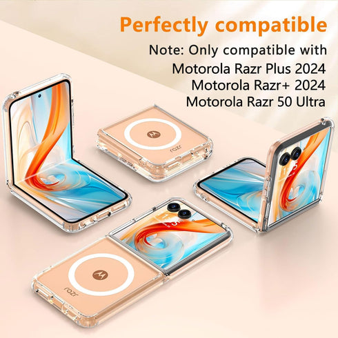 Fin2feel Magnetic Case for Motorola Razr Plus 2024 Case/Moto Razr+ 2024 Case, Motorola Razr 50 Ultra Case, Compatible with MagSafe, Transparent Ha...