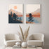 Bankrenart Nature Landscape Wall Art Prints Mountain Sun Lake Wall Art for Living Room Unframed Mid Century Wall Art Forest Pictures Artwork Boho ...