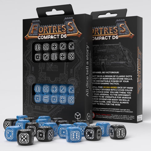 Fortress Compact D6: Black & Blue by Q-Workshop, Dice for RPG Board Games, for 1+ Players and Ages 14+...