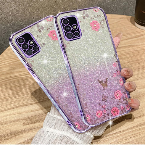for Samsung Galaxy A51 4G Phone Case, Transparent TPU Plated Butterfly, Gradual Glitter,Galaxy A51 4G Case,(not A51 5G) (Purple, Galaxy A51 4G But...