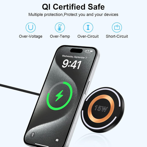 Android Wireless Charger Magnetic Fast Charging Stations Pad Car Phone Charger for iPhone 15 14 13 12,Google Pixel 8 Pro 7 Samsung Wireless Charge...