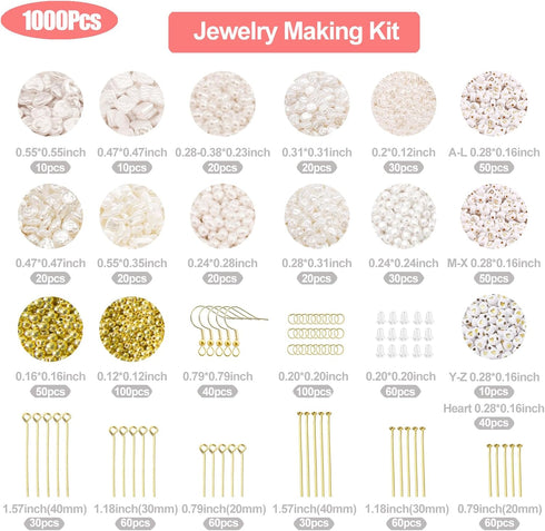 XKCWXY Pearl Beads Kit for Jewelry Making Imitation ABS Charms Bead 10 styles Beading DIY for Bracelet Earring Necklace Craft Decoration (1000 in ...