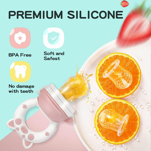 Baby Fruit Food Feeder Pacifier - Fresh Teething Pacifiers, Infant Fruit Teething Teether Toy for 3-24 Months, 6 Pcs Silicone Pouches for Toddlers...