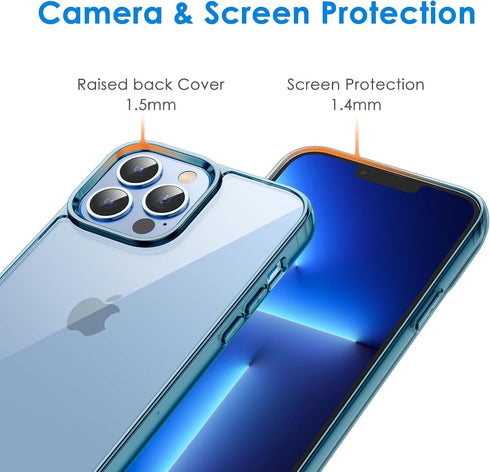 JETech Case for iPhone 13 Pro 6.1-Inch, Non-Yellowing Shockproof Phone Bumper Cover, Anti-Scratch Clear Back (Navy Blue)...