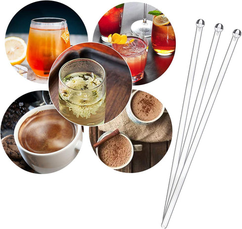 Aboat 120 Pieces 7.3 Inch Plastic Round Top Swizzle Sticks, Crystal...